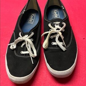 Keds Black Canvas Low-Top Sneakers with White Laces